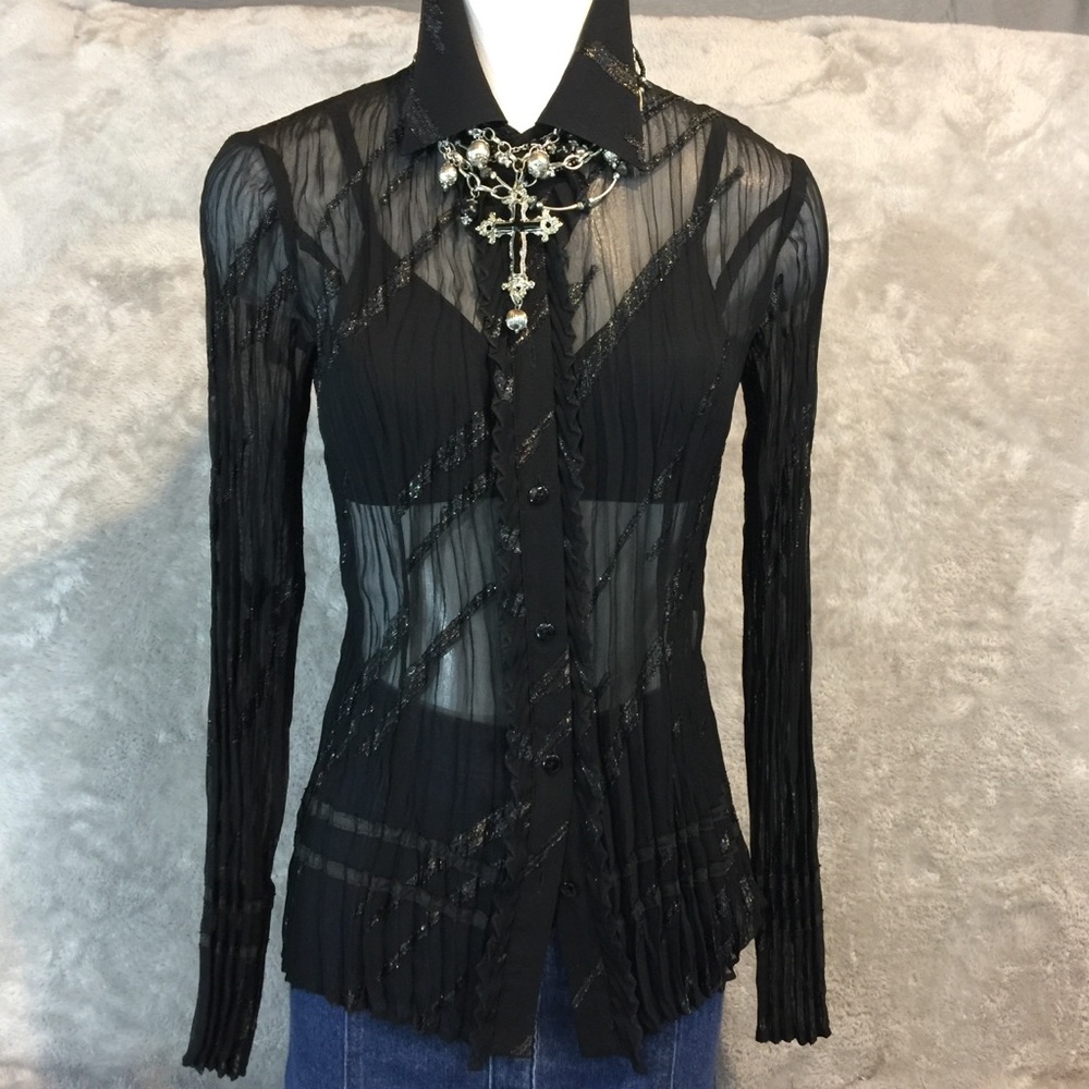 NWOT Simon Chang Ribbon Blouse